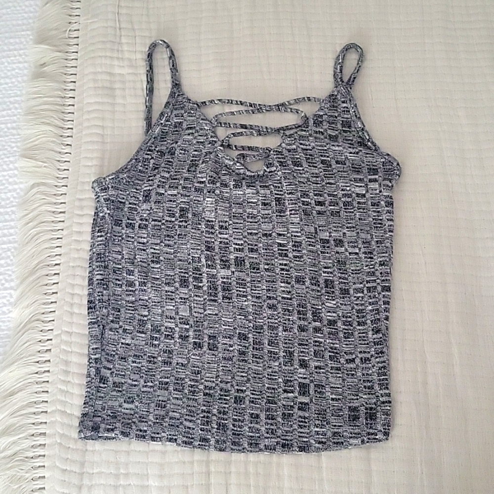 AEO Knit Crop Lace Up Top